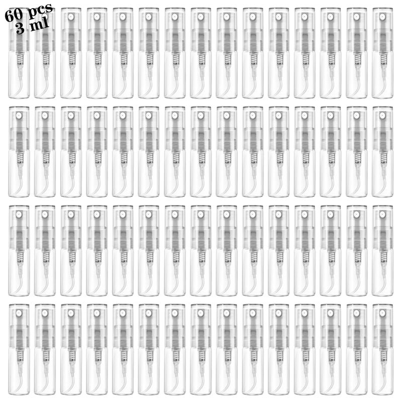 Csdtylh Mini Spray Bottle 3ml, Refillable Glass Spray Bottle, Glass Bottle Atomizer, Perfume Mouthwash Atomizer for Cleaning Refillable Container for Travel, Essential Oils, Perfume 60 Pcs, 3ml - Image 1